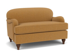 Orange Velvet Loveseat Armchair - Traditional Snuggler Cuddler Custom Arm Chair In Stain Resistant Velvet - Lincoln Range
