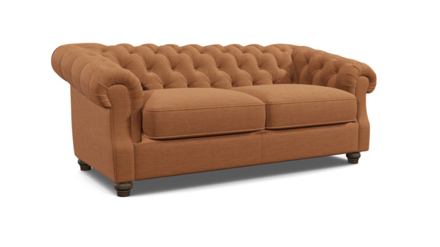 Orange Velvet 3 Seater Sofa - Traditional Chesterfield Style Custom Sofa In Stain Resistant Velvet - Wantage Range - image 1