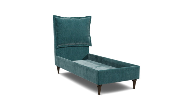 Teal Velvet Single Bed Frame - Traditional Low End With Large Headboard In Stain Resistant Velvet - Lyndhurst Range - image 1