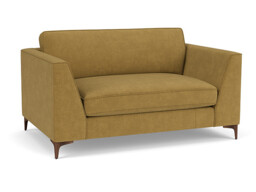 Yellow Velvet Loveseat Armchair - Modern Snuggle Cuddler Custom Arm Chair In Stain Resistant Velvet - Clapham Range - thumbnail 1