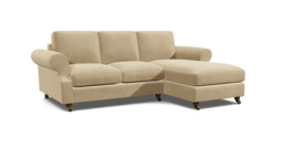 Cream 2 Seater Corner Sofa - Modern Style Fabric Luxury Premium Corner Sofa - Kendal Range - thumbnail 1