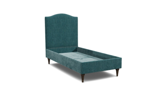 Teal Velvet Single Bed Frame - Traditional Low End With Large Headboard In Stain Resistant Velvet - Avebury Range - image 1