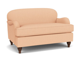 Pink Velvet Loveseat Armchair - Traditional Snuggler Cuddler Custom Arm Chair In Stain Resistant Velvet - Lincoln Range - thumbnail 1