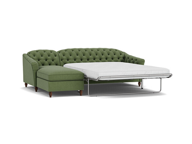 Sophisticated Payton Green 3 Seater Versatile Chaise Sofa Bed, Deep Button Detailing and Customisable - Darlings of Chelsea - image 1