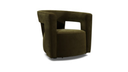 Green Linen Swivel Armchair - Modern Designer Swivel Accent Custom Arm Chair - Chiswick Range