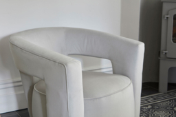 Green Linen Swivel Armchair - Modern Designer Swivel Accent Custom Arm Chair - Chiswick Range - thumbnail 2