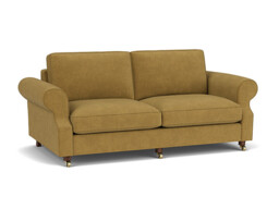 Yellow Velvet 4 Seater Sofa - Traditional Style Custom Sofa In Stain Resistant Velvet - Kendal Range - thumbnail 1