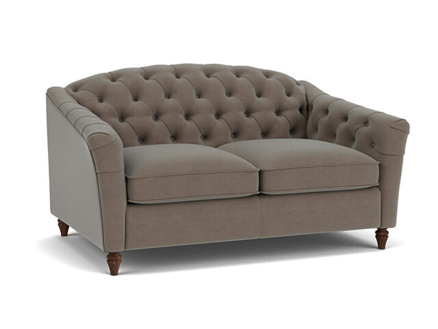 Brown Velvet 2 Seater Sofa - Traditional Button Back Custom Sofa In Easy Clean Velvet - Payton Range - image 1