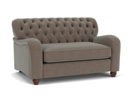 Brown Velvet Loveseat Armchair - Traditional Snuggler Cuddler Custom Arm Chair In Easy Clean Velvet - Bakewell Range - thumbnail 1