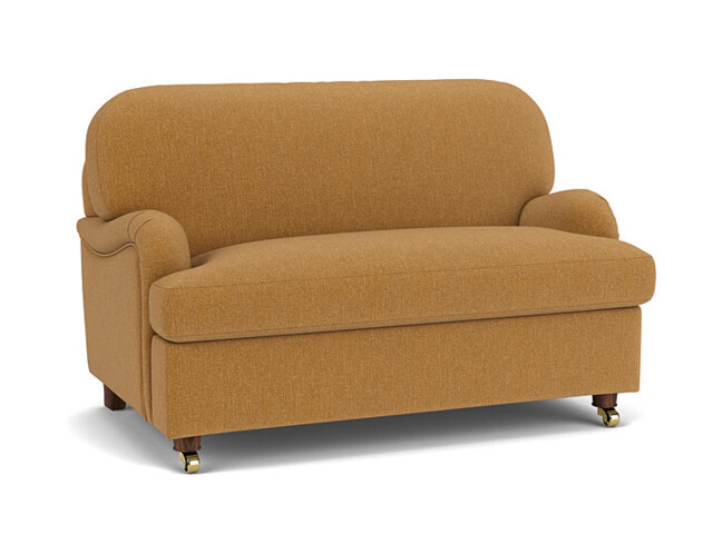 Orange Velvet Loveseat Armchair - Traditional Snuggler Cuddler Custom Arm Chair In Stain Resistant Velvet - Helston Range - image 1
