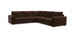 Brown Velvet 4 Seater Corner Sofa - Modern Style Custom Sofa In Easy Clean Velvet - Ashdown Range - thumbnail 1