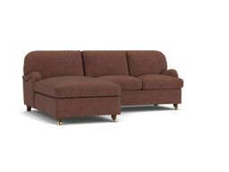 Purple Velvet 2 Seater Sofa With Chaise - Traditional Style Custom Sofa In Easy Clean Velvet - Helston Range - thumbnail 1