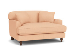 Pink Velvet Loveseat Armchair - Traditional Snuggler Cuddler Custom Arm Chair In Stain Resistant Velvet - Galloway Range