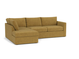 Yellow Velvet 5 Seater Sofa With Chaise - Modern Style Custom Sofa In Stain Resistant Velvet - Portland Range