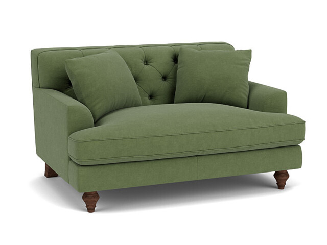 Green Linen Loveseat Armchair - Traditional Snuggler Cuddler Custom Arm Chair - Charnwood Range - image 1