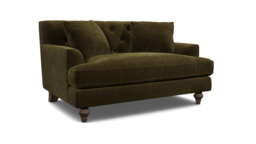 Green Linen Loveseat Armchair - Traditional Snuggler Cuddler Custom Arm Chair - Charnwood Range