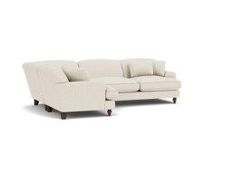 White Chenille 3 Seater Left Corner Sofa - Traditional Style Custom Sofa In Stain Resistant Chenille - Galloway Range