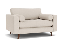 Cream Fabric Loveseat Armchair - Modern Snuggle Cuddler Custom Arm Chair - Shoreditch Range - thumbnail 1