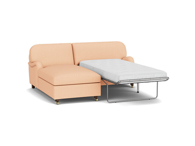 Pink Velvet Loveseat Sofabed With Chaise - Traditional Pull Out Single Custom Sofa Bed In Stain Resistant Velvet - Helston Range - image 1
