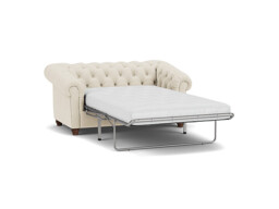 White Chenille 2 Seater Sofabed - Traditional Chesterfield Style Custom Sofa Bed In Stain Resistant Chenille - Wantage Range