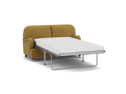 Yellow Velvet 2 Seater Sofabed - Traditional Fold Out Custom Sofa Bed In Stain Resistant Velvet - Helston Range