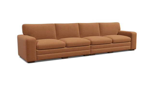 Orange Velvet 6 Seater Sofa - Modern Style Custom Sofa In Stain Resistant Velvet - Sloane Range - image 1