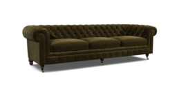 Green Linen 4 Seater Sofa - Traditional Chesterfield Style Custom Sofa - Harrington Range - thumbnail 1