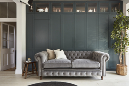 Green Linen 4 Seater Sofa - Traditional Chesterfield Style Custom Sofa - Harrington Range - thumbnail 6
