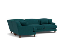 Teal Velvet 3 Seater Left Corner Sofa - Traditional Style Custom Sofa In Stain Resistant Velvet - Galloway Range