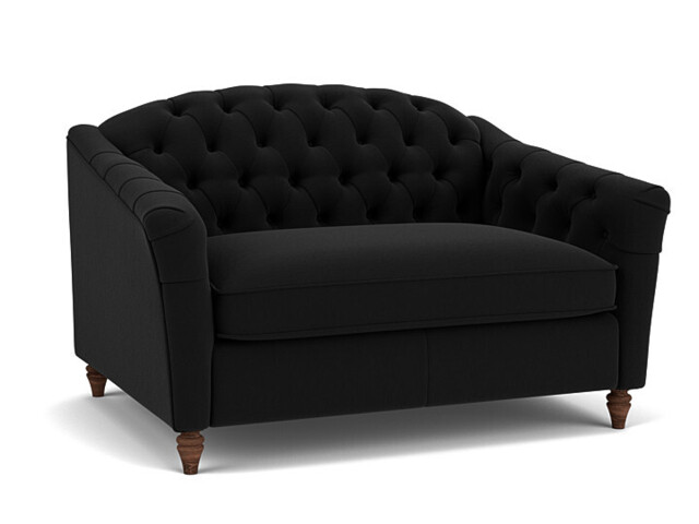 Black Velvet Loveseat Armchair - Traditional Snuggler Cuddler Custom Arm Chair In Easy Clean Velvet - Payton Range - image 1