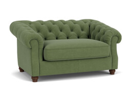 Green Linen Loveseat Armchair - Traditional Snuggler Cuddler Custom Arm Chair - Wantage Range