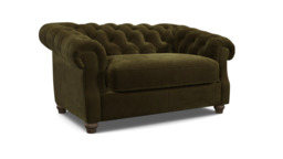 Green Linen Loveseat Armchair - Traditional Snuggler Cuddler Custom Arm Chair - Wantage Range