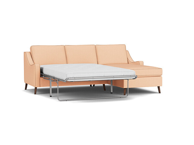 Mid-Century Weymouth 3 Seater Pink Chaise Sofa Bed, 170+ Customisation Options, UK Crafted - Darlings of Chelsea - image 1