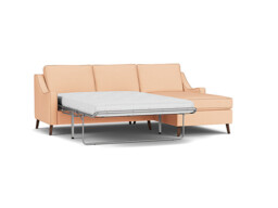 Mid-Century Weymouth 3 Seater Pink Chaise Sofa Bed, 170+ Customisation Options, UK Crafted - Darlings of Chelsea