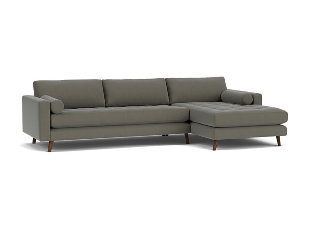 Grey Fabric 3 Seater Sofa With Chaise - Modern Style Custom Sofa In Easy Clean Fabric - Shoreditch Range - image 1