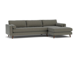 Grey Fabric 3 Seater Sofa With Chaise - Modern Style Custom Sofa In Easy Clean Fabric - Shoreditch Range - thumbnail 1
