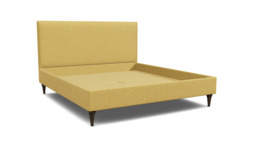 Yellow Velvet Super King Size Bed Frame - Traditional Low End With Large Headboard In Stain Resistant Velvet - Yarnmouth Range