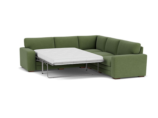 Green Linen 3X3 Seater Corner Sofabed - Modern Fold Out Custom Sofa Bed - Sloane Range - image 1