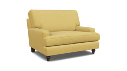 Yellow Velvet Loveseat Armchair - Modern Snuggle Cuddler Custom Arm Chair In Stain Resistant Velvet - Whinfell Range - thumbnail 1