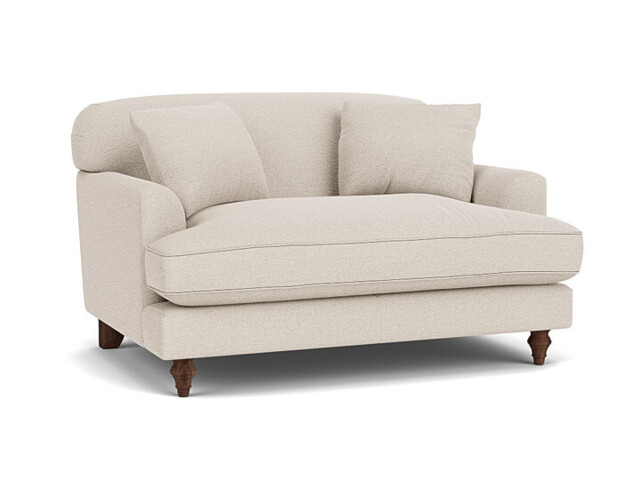 Cream Fabric Loveseat Armchair - Traditional Snuggler Cuddler Custom Arm Chair - Galloway Range - image 1