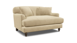 Cream Fabric Loveseat Armchair - Traditional Snuggler Cuddler Custom Arm Chair - Galloway Range - thumbnail 1