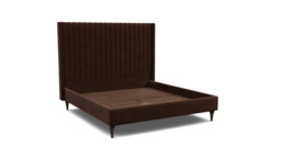 Brown Velvet Super King Size Bed Frame - Modern Style Bed With Headboard In Easy Clean Velvet - Wokingham Range