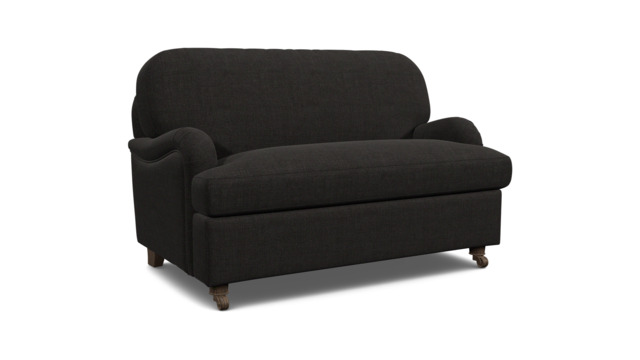Black Velvet Loveseat Armchair - Traditional Snuggler Cuddler Custom Arm Chair In Easy Clean Velvet - Helston Range - image 1