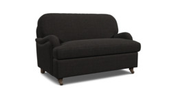 Black Velvet Loveseat Armchair - Traditional Snuggler Cuddler Custom Arm Chair In Easy Clean Velvet - Helston Range