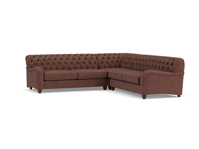 Purple 3.5 Seater Corner Sofa - Traditional Chesterfield Style Fabric Luxury Premium Corner Sofa - Bakewell Range - image 1