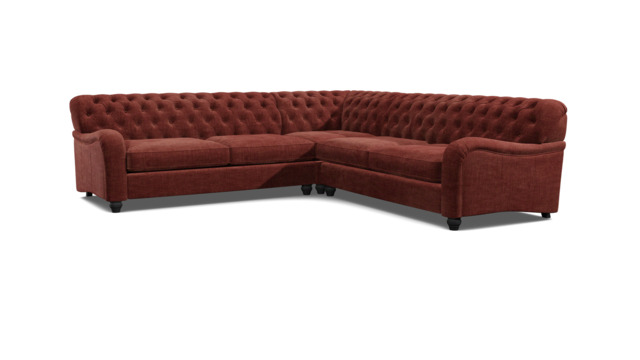 Purple 3.5 Seater Corner Sofa - Traditional Chesterfield Style Fabric Luxury Premium Corner Sofa - Bakewell Range - image 1