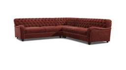 Purple 3.5 Seater Corner Sofa - Traditional Chesterfield Style Fabric Luxury Premium Corner Sofa - Bakewell Range - thumbnail 1