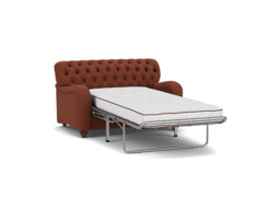 Red Velvet Loveseat Armchair Sofabed - Traditional Chesterfield Style Single Chair Bed In Easy Clean Velvet - Bakewell Range