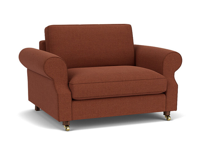 Red Velvet Loveseat Armchair - Traditional Snuggler Cuddler Custom Arm Chair In Easy Clean Velvet - Kendal Range - image 1