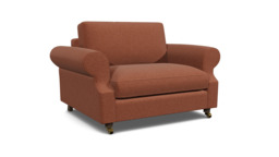 Red Velvet Loveseat Armchair - Traditional Snuggler Cuddler Custom Arm Chair In Easy Clean Velvet - Kendal Range